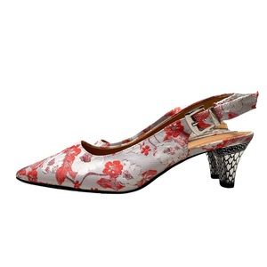 J.Reneé floral Mayetta sling back kitten heels size 8W never worn!